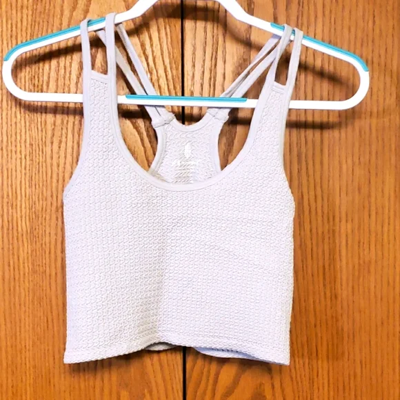 Free People Movement Womens M/L Silver Cropped Tank Top - Picture 1 of 3